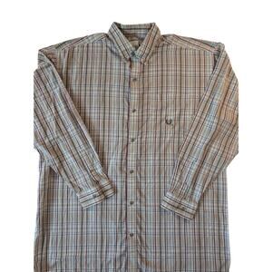 Vintage Wrangler Riata Shirt Men Size 2XLT Plaid Button Long Sleeve Western Logo